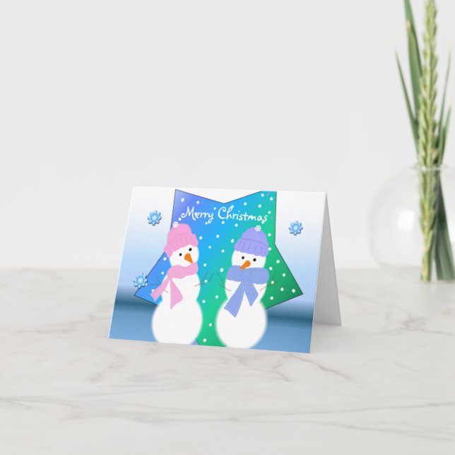 Cartes Pour Fêtes Annuelles Bonhomme de neige enfants (Devant)