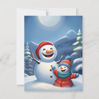 Cartes Pour Fêtes Annuelles Bonhomme de neige enfants