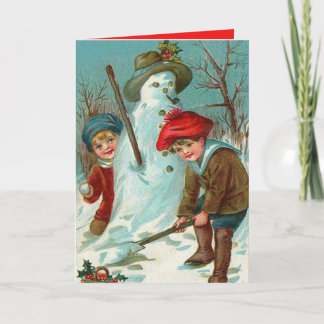 Cartes Pour Fêtes Annuelles Bonhomme de neige Enfants Sureau de Noël