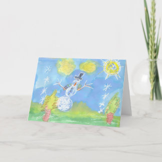 Cartes Pour Fêtes Annuelles Bonhomme de neige ensoleillé - personnalisable