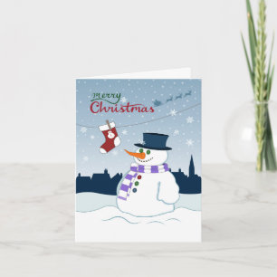 Cartes Pour Fêtes Annuelles Bonhomme de neige et stockage du Joyeux Noël