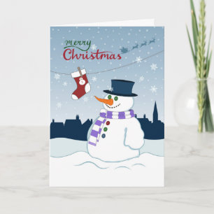 Cartes Pour Fêtes Annuelles Bonhomme de neige et stockage du Joyeux Noël