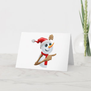 Cartes Pour Fêtes Annuelles Bonhomme de neige heureux au pointage de casquette