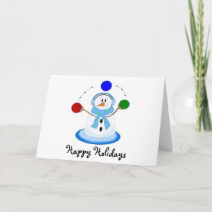 Cartes Pour Fêtes Annuelles Bonhomme de neige jongleur
