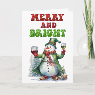 Cartes Pour Fêtes Annuelles Bonhomme de neige joyeux et lumineux 
