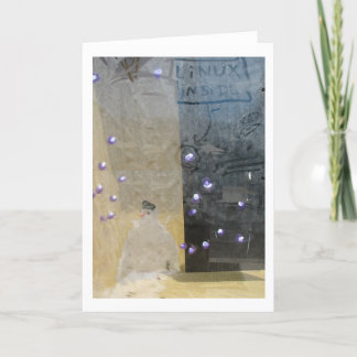 Cartes Pour Fêtes Annuelles bonhomme de neige par une fenêtre