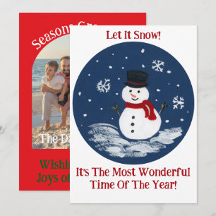 Cartes Pour Fêtes Annuelles Bonhomme de neige Rouge Moment Merveilleux Année V