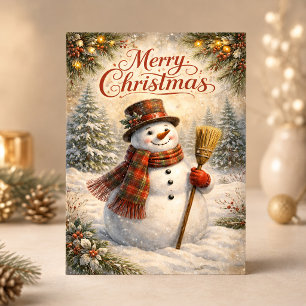 Cartes Pour Fêtes Annuelles Bonhomme de neige rustique joyeux Noël hiver