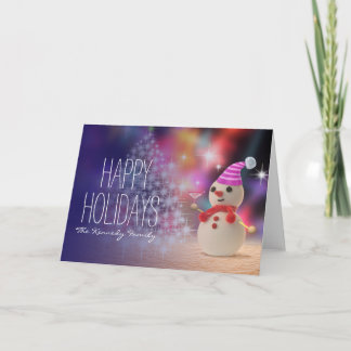Cartes Pour Fêtes Annuelles Bonhomme de neige tenant le verre
