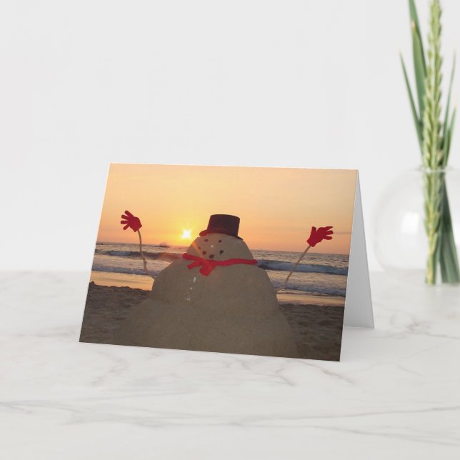 Cartes Pour Fêtes Annuelles Bonhomme de neige tropical (Devant)