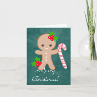 Cartes Pour Fêtes Annuelles Bonhomme en pain d'épice avec canne de bonbon