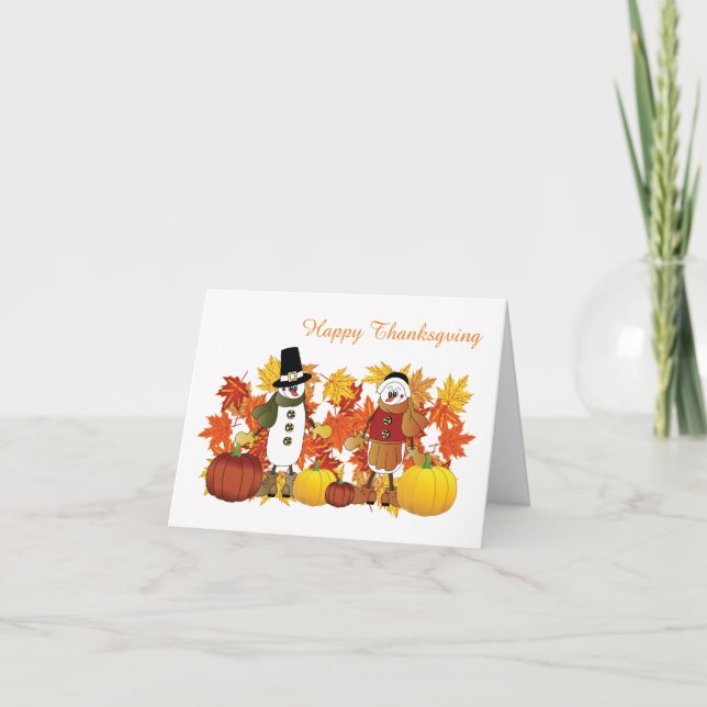 Cartes Pour Fêtes Annuelles Bonhommes de neige de bon thanksgiving (Devant)