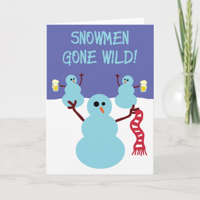 Cartes Pour Fêtes Annuelles Bonhommes de neige fous ! (Devant)