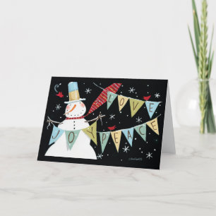 Cartes Pour Fêtes Annuelles Bonhommes de neige modernes amour, joie, paix