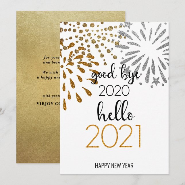 Cartes Pour Fêtes Annuelles Bonjour 2021 | Entreprise Festive du Nouvel An (Devant / Derrière)