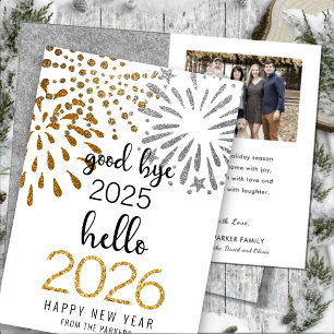 Cartes Pour Fêtes Annuelles Bonjour 2025 Parties scintillant d'or Festive feux