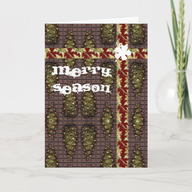 Cartes Pour Fêtes Annuelles Bonjour à Pine Cone de saison Joyeuse (Devant)