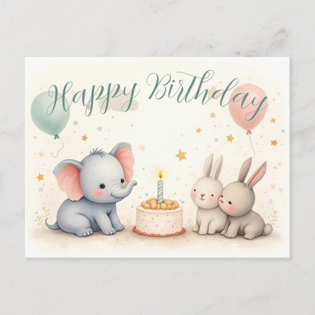 Cartes Pour Fêtes Annuelles Bonjour à tous avec des amis animaux (Devant)