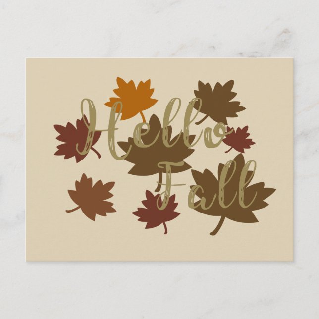 Cartes Pour Fêtes Annuelles Bonjour automne aquarelle feuilles d'automne octob (Devant)