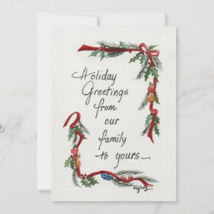 Cartes Pour Fêtes Annuelles "Bonjour..." De notre maison Green Holly