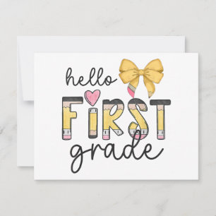 Cartes Pour Fêtes Annuelles Bonjour Enseignant de première année Coquette cray