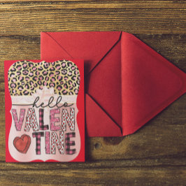Cartes Pour Fêtes Annuelles Bonjour Valentine rose et Poster de animal noir