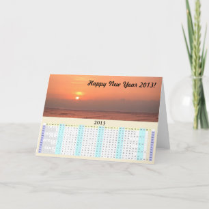 Cartes Pour Fêtes Annuelles Bonne année 2013 Coucher de soleil sur l'océan