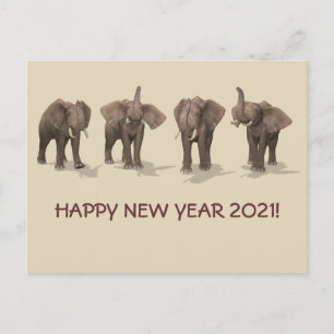 Cartes Pour Fêtes Annuelles Bonne année 2021 Eléphants
