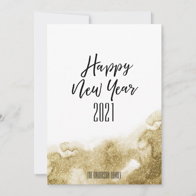 Cartes Pour Fêtes Annuelles Bonne année 2021 | Festive Gold Abstrait (Devant)