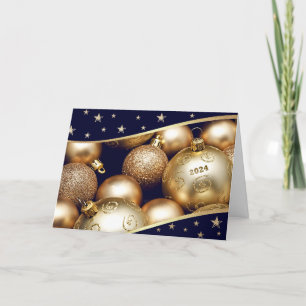 Cartes Pour Fêtes Annuelles Bonne année 2024. Baubles d'or