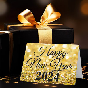 Cartes Pour Fêtes Annuelles Bonne année 2024 Chic Custom Gold Business