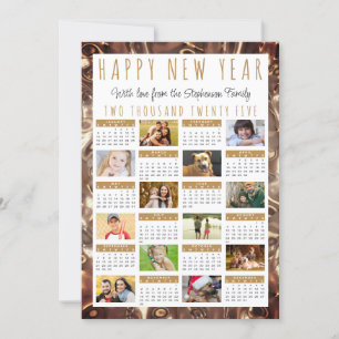 Cartes Pour Fêtes Annuelles Bonne année 2025 Calendrier 12 Photos Or