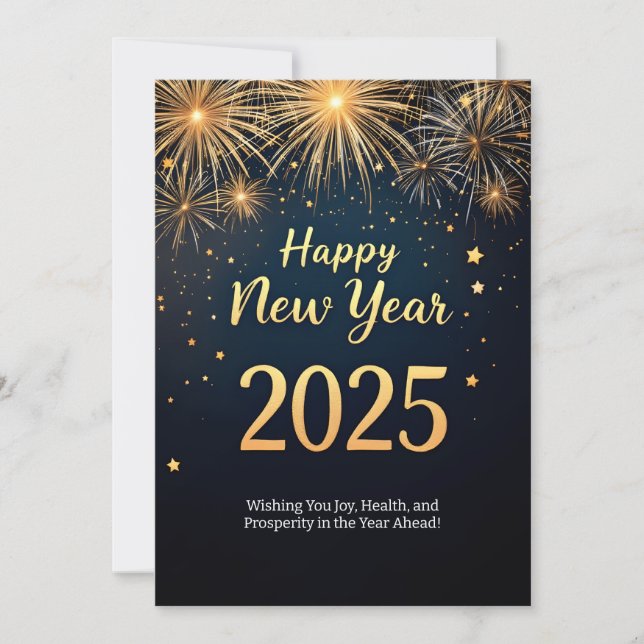 Cartes Pour Fêtes Annuelles Bonne Année 2025 élégante (Devant)