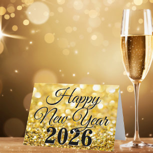 Cartes Pour Fêtes Annuelles Bonne année 2026 Chic Custom Gold Business