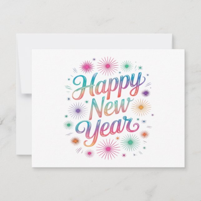 Cartes Pour Fêtes Annuelles Bonne année 2026 Feux d'artifice Essentiel (Devant)