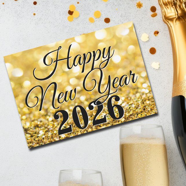 Cartes Pour Fêtes Annuelles Bonne année 2026 Or Chic Personnalisé (Créateur téléchargé)