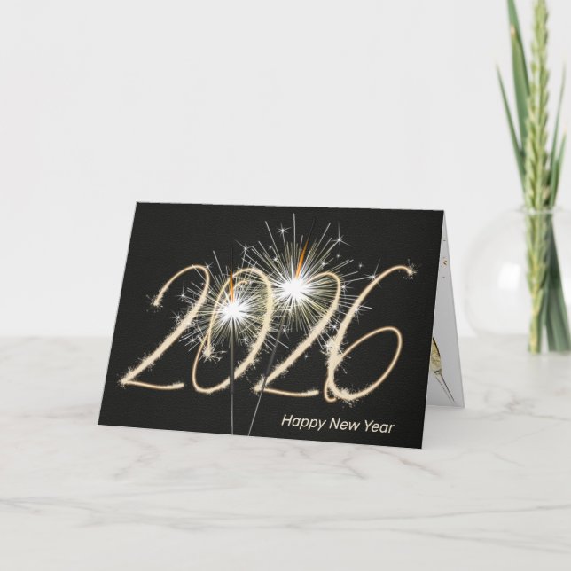Cartes Pour Fêtes Annuelles Bonne année 2026 Sparkler (Devant)