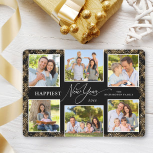 Cartes Pour Fêtes Annuelles Bonne Année 6 Photos Faux Paillettes