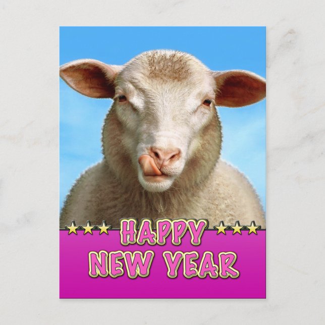 Cartes Pour Fêtes Annuelles BONNE ANNÉE avec la brebis Lucie (Devant)