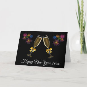 Cartes Pour Fêtes Annuelles Bonne année Black Gold Fireworks Card