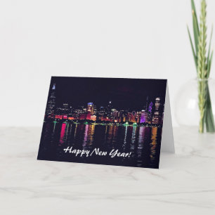 Cartes Pour Fêtes Annuelles Bonne année Chicago Skyline Card