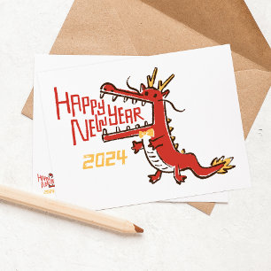 Cartes Pour Fêtes Annuelles Bonne Année Chinoise 2024 Année Du Dragon