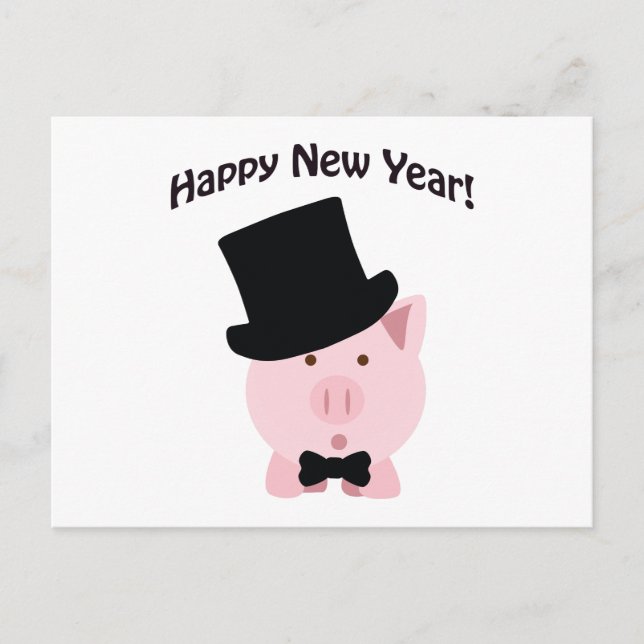 Cartes Pour Fêtes Annuelles Bonne année ! Cochon élégant (Devant)
