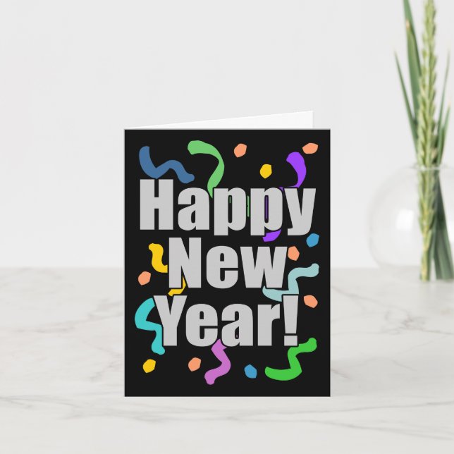 Cartes Pour Fêtes Annuelles Bonne année Confetti Design (Devant)