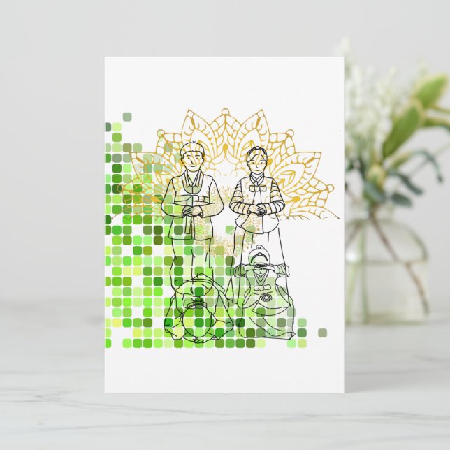 Cartes Pour Fêtes Annuelles Bonne année, culture traditionnelle coréenne (Debout devant)