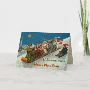 Cartes Pour Fêtes Annuelles Bonne année d'amusement d'hiver