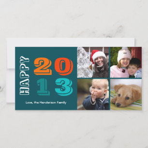 Cartes Pour Fêtes Annuelles Bonne année d'année 4 famille grille photo marine