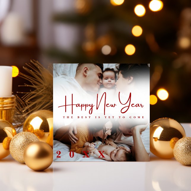Cartes Pour Fêtes Annuelles Bonne Année écriture moderne 3 Collage Multi Photo (Créateur téléchargé)