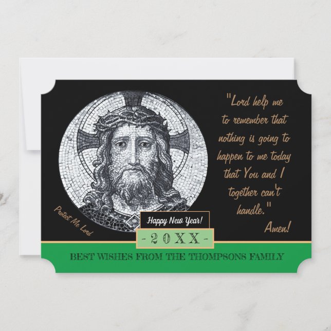 Cartes Pour Fêtes Annuelles Bonne année et prière Jésus Christ "Protégez-moi" (Devant)