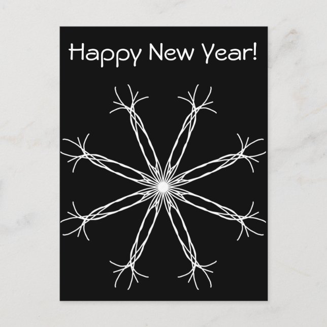 Cartes Pour Fêtes Annuelles Bonne année ! Étoile de kaléidoscope noir et blanc (Devant)